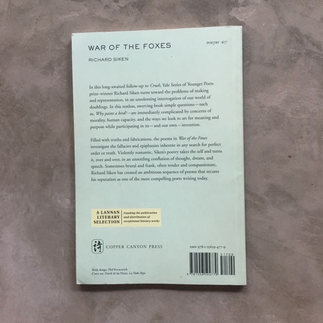 War Of The Foxes By Richard Siken Poetry Books Stationery