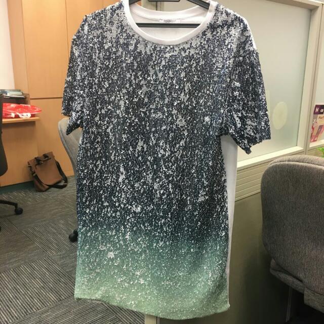 zara sequin t shirt dress