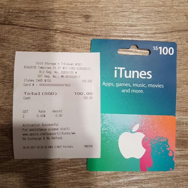Itunes Gift Card 100 Unused Tickets Vouchers Vouchers On Carousell