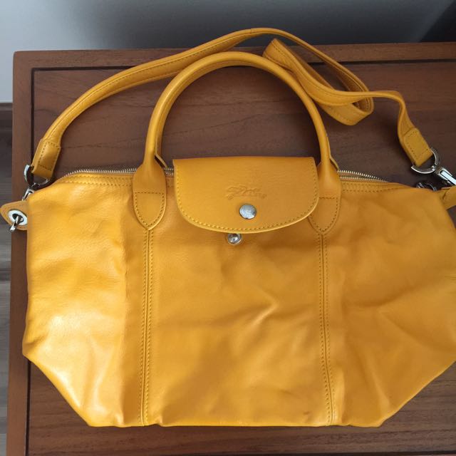 yellow longchamp le pliage