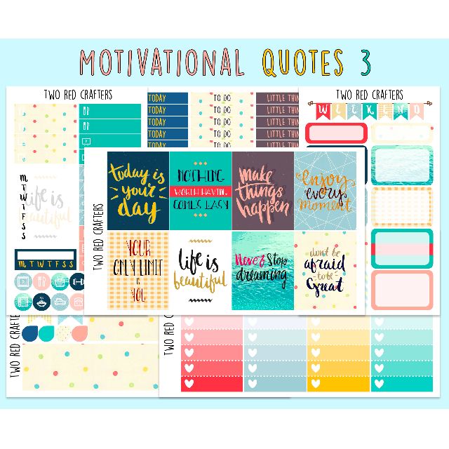 Motivational Quotes Iii Colourful Planner Sticker Kit For Erin