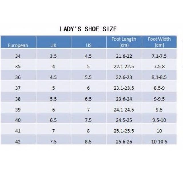 size chart charles and keith shoes