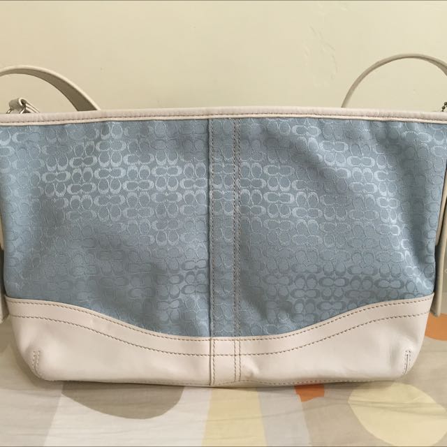Coach White Leather And Blue Fabric Cross-body Bag, Luxury, Bags ...