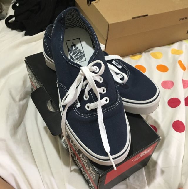 navy blue and gold vans