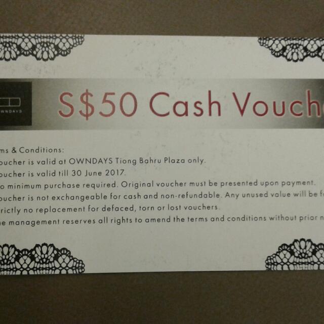 Owndays Optical 50 Cash Voucher Tickets Vouchers Vouchers On Carousell