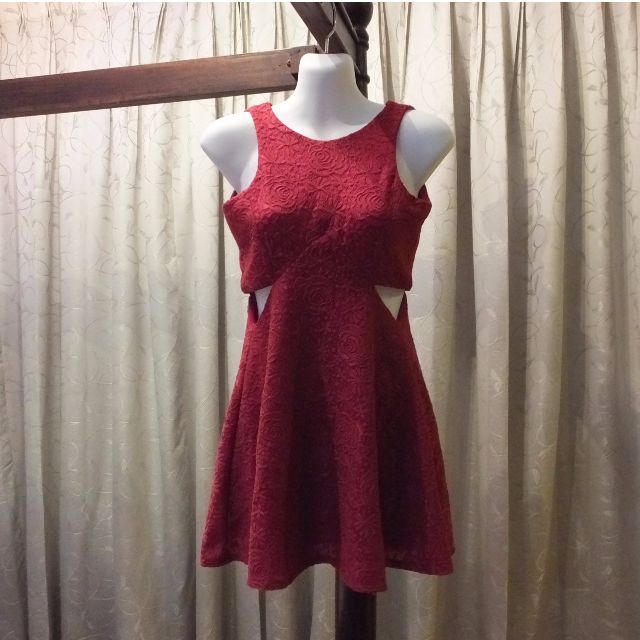 red cut out mini dress
