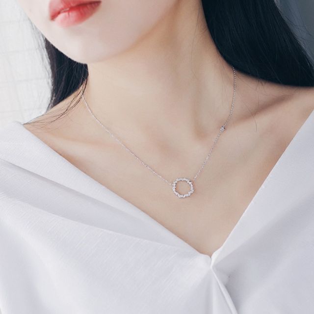 The Legend of the Blue Sea Hollow Circle Full Diamond Necklace