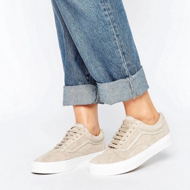 vans old skool suede trainers in beige
