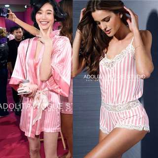 Victoria's secret✨維多利亞的秘密VS✨粉紅絲綢睡衣✨