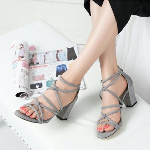Gladiator Heels Grey High Heels Wanita Sepatu Olshop Fashion Olshop Wanita Di Carousell