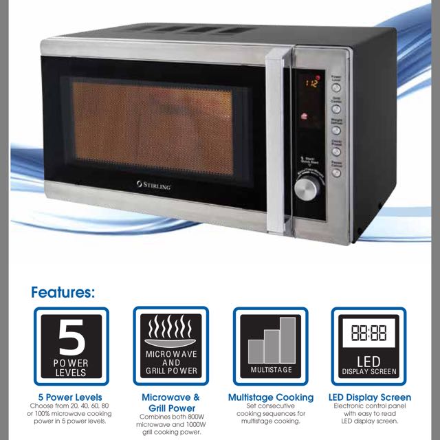 Stirling 20L Microwave Oven With Grill From Australia, TV & Home
