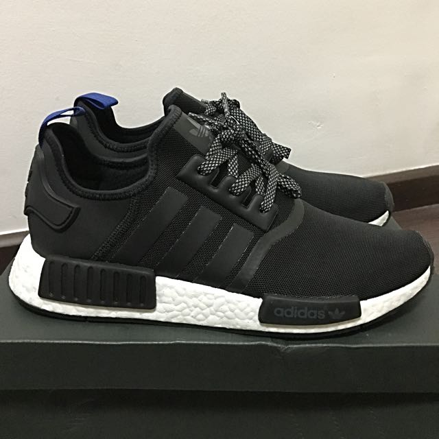 Nmd black deals blue tab
