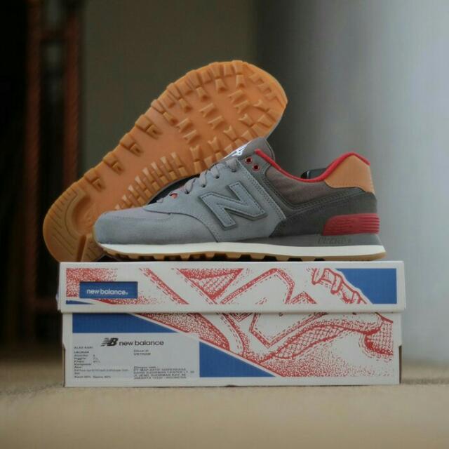 New Balance ML574NEB Collegiate Grey Gum Original 100 Fesyen Pria Sepatu di Carousell