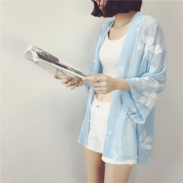 light blue kimono cardigan