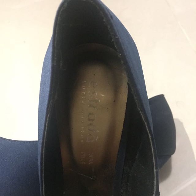 navy blue satin heels