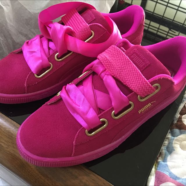 Puma suede heart satin pink store