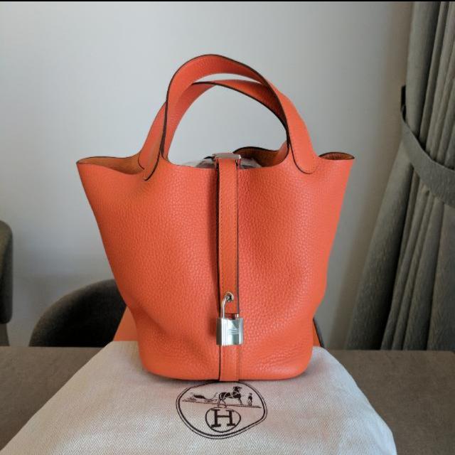 Weekend Offer! Brand New In Box Authentic Hermes Picotin Lock 18 (PM) In  Orange Colour