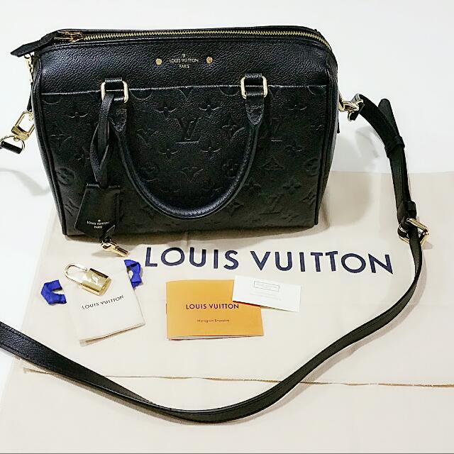 Louis Vuitton Black Monogram Empreinte Leather Speedy Bandouliere