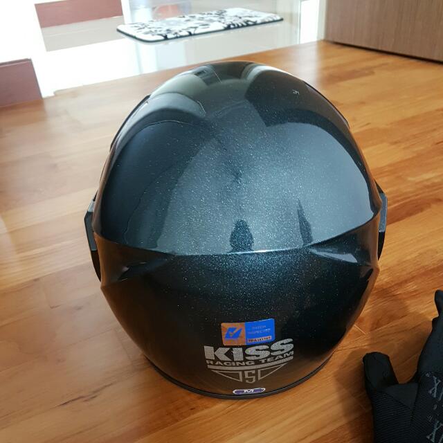 motorbike helmet and gloves