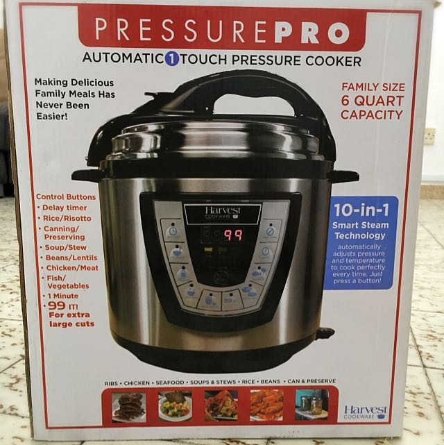 Harvest Cookware Pressure PRO Automatic 1 Touch Pressure Cooker 6 Quart Black