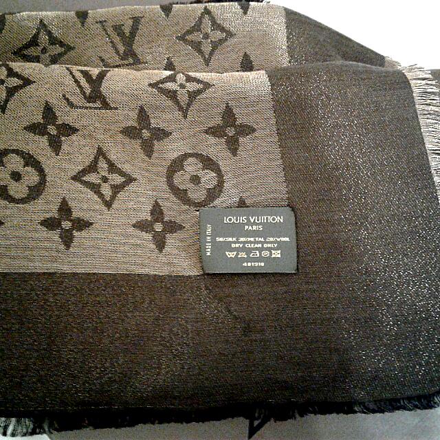 Louis Vuitton Monogram Shine Shawl Scarf Classic Brown And Gold With Box,  Luxury, Apparel on Carousell