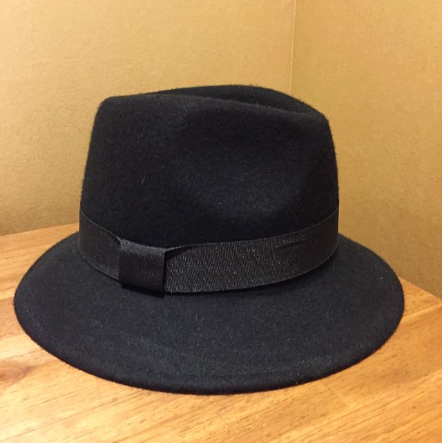 全新全羊毛日系专柜nr黑色绅士帽