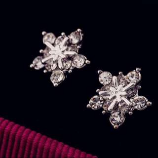 鑲鑽雪花耳釘 飾品