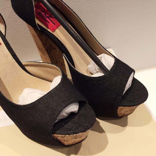 Black cheap cork heels
