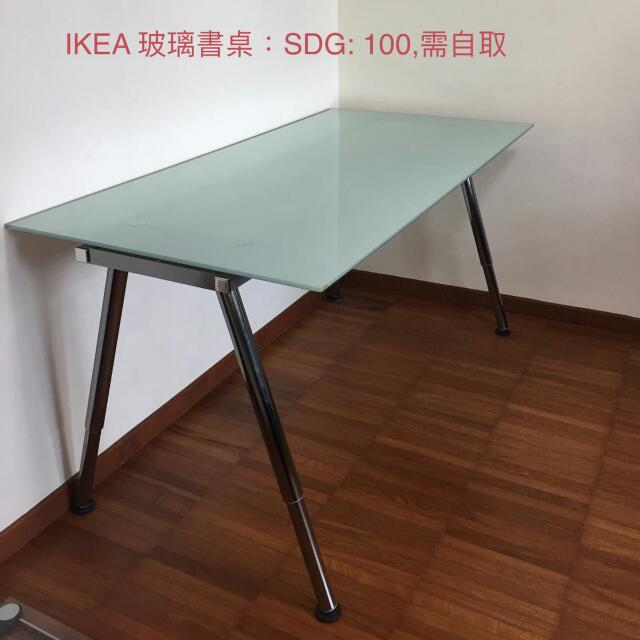 Ikea Glass Study Table, Furniture & Home Living, Furniture, Tables