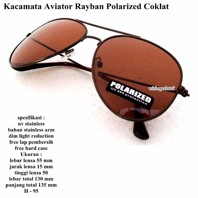 kacamata unisex aviator rayban m 25 coklat full set