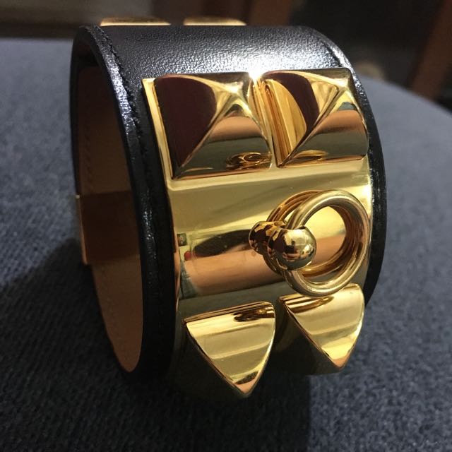 Hermes Collier De Chien CDC Rouge H Veau Tadel Q Stamp S Size Gold Hardware  Bracelet - The Attic Place
