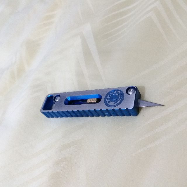 TITANIUM TUKK Tactical Utility Knife Keychain Blue Anodised Sports Equipment Hiking Camping on Carousell