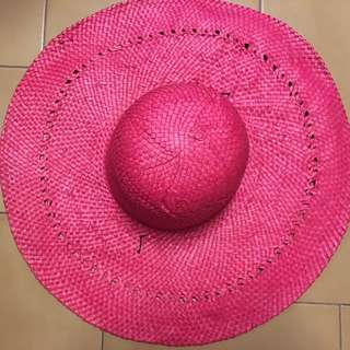Fushia Pink Straw Hat