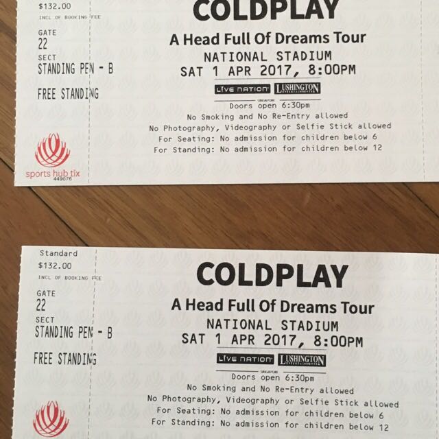 Coldplay Concert Ticket, Tickets & Vouchers, Event Tickets On Carousell