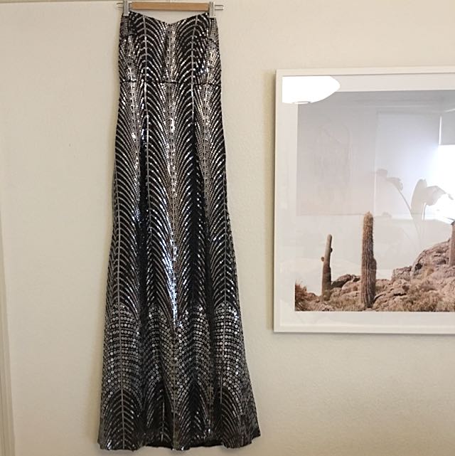 Pierucci Couture Sequin Backless Dress Black And Silver Women S