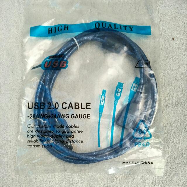 Brand New In Package 1.2m USB 2.0 Extension Cable With Ferrite Bead And