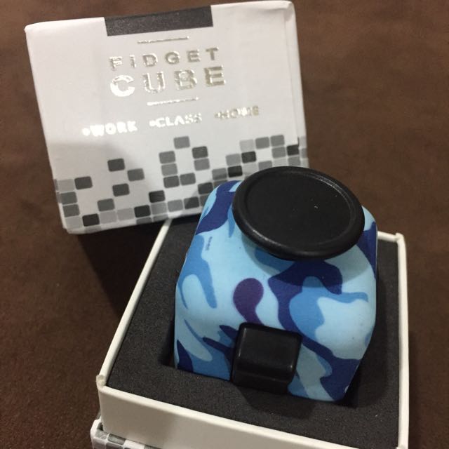 blue camo fidget cube