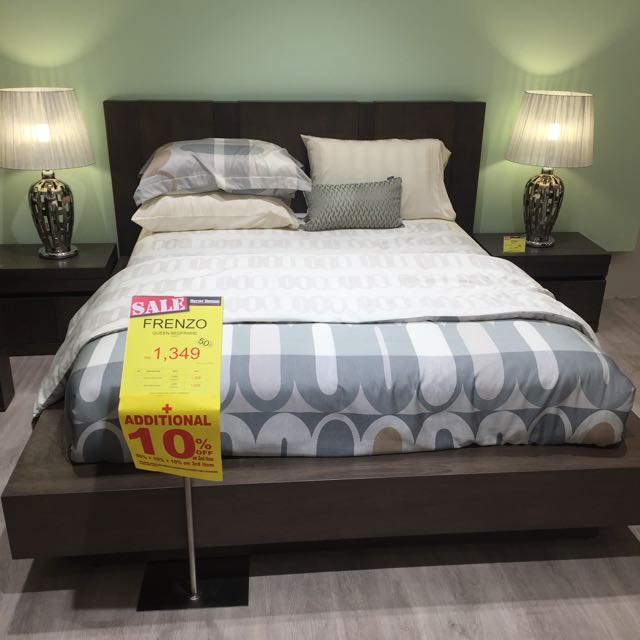 Harvey Norman INC Frenzo King Size Bed Frame Belgian Oak, Furniture