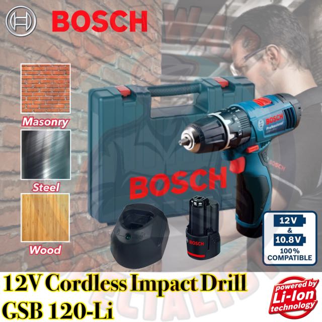 Brand New Bosch Gsb 120 Li 12v Cordless Impact Drill Furniture On