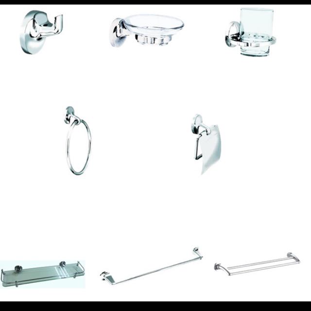 Toilet 7 Accessories And Mirror Set, Furniture & Home Living, Furniture