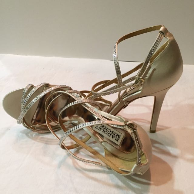 bronze strappy evening shoes