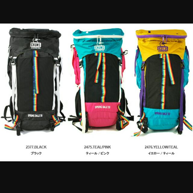 日本名牌chums 山系戶外品牌 spring dale 50L 大背囊 露營 行山 backpack 旅行 鋁架 腰包, 運動產品, 行山及 ...