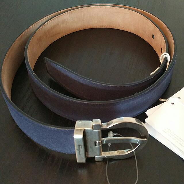 Ferragamo blue suede belt sale