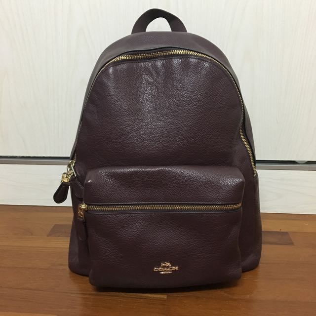 Coach Full Leather Backpack Oxblood