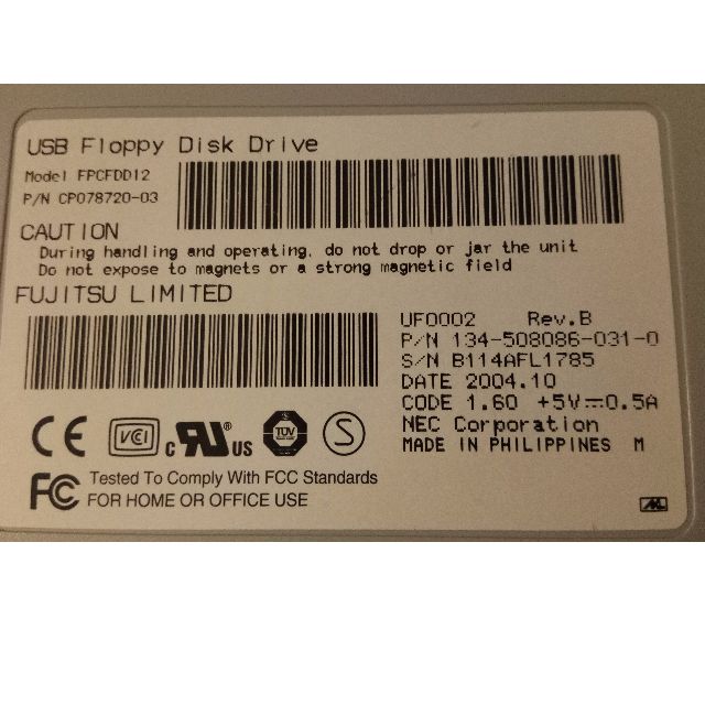 Fujitsu USB Floppy Disk Drive FPCFDD12, Computers & Tech, Parts