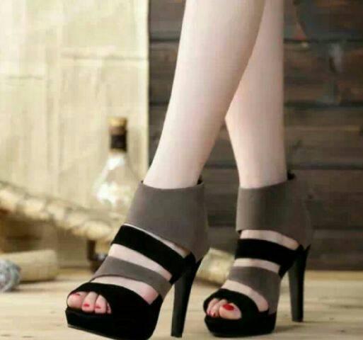 Jual Sepatu High Heels Abu Casual Sepatu Wanita Heels Abu Baru