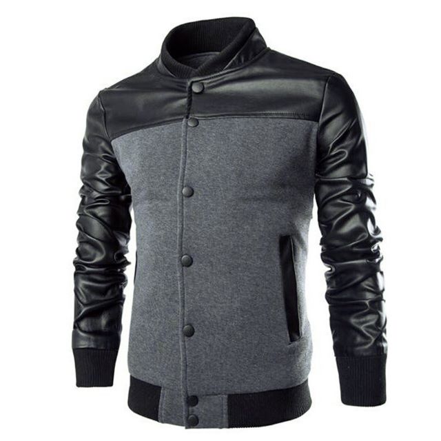 Mens Semi Leather Sleeved Urban Fashion Korean Biking Dates Movies