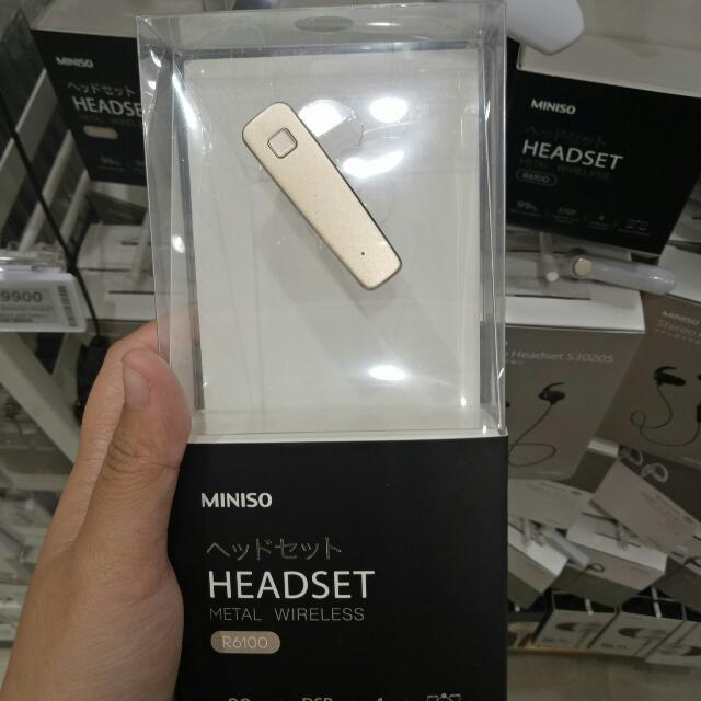Metal Bluetooth Headset R6100 Miniso Telepon Seluler Tablet Aksesoris Tablet Handphone Di Carousell