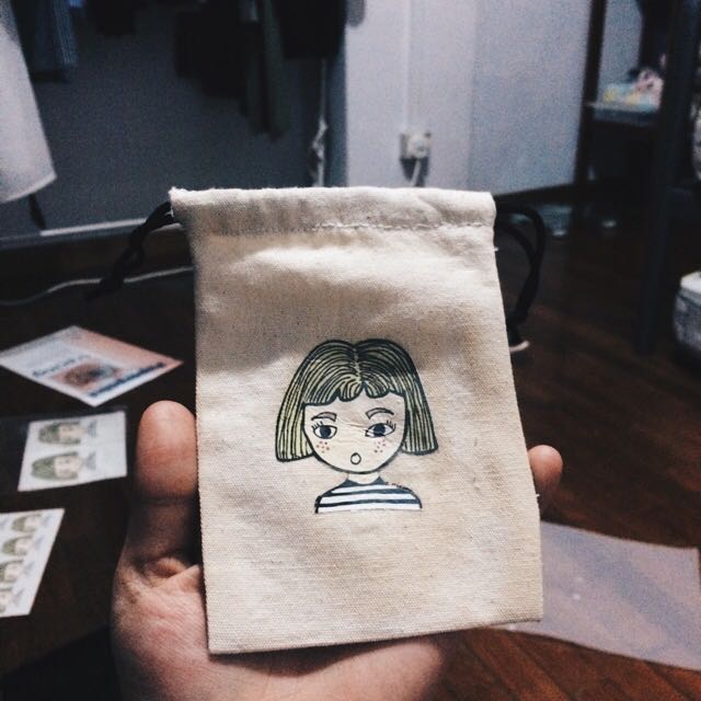Handcrafted Drawstring Pouch (Category: Handmade Craft) located in Singapore. Submitted by inaaang (Listing ID 95643256, Image 2). Description: .