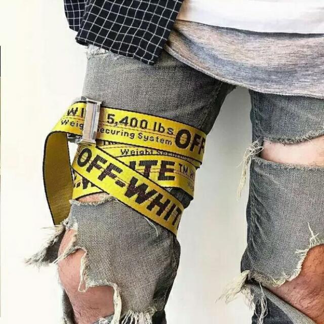 Off white belt around leg discount